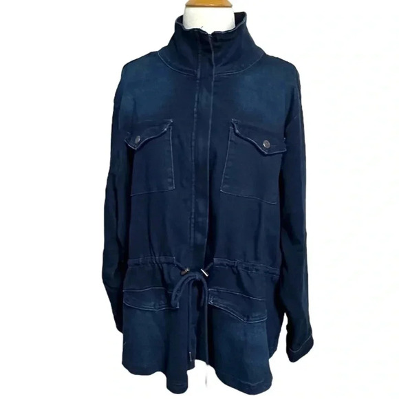 DG2 by Diane Gilman dark blue jean‎ utility jacket drawstring waist size 2X NEW - Picture 4 of 10